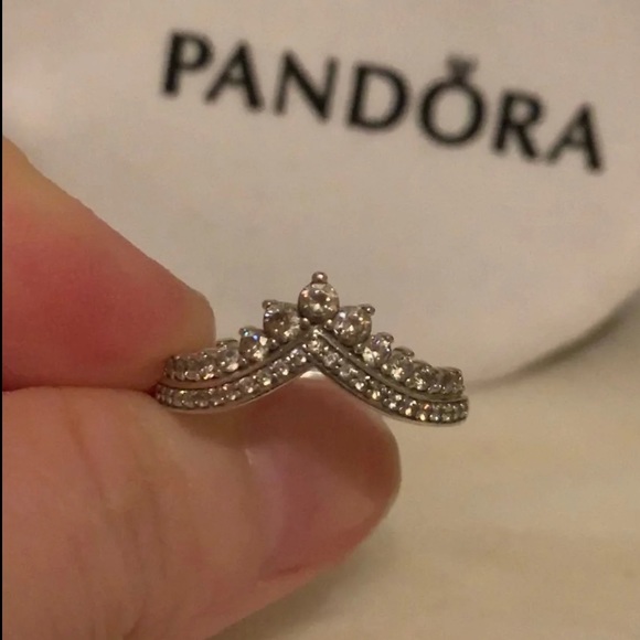 Pandora Sparkling Wishbone Ring Size 7.5 (56) - Picture 6 of 14